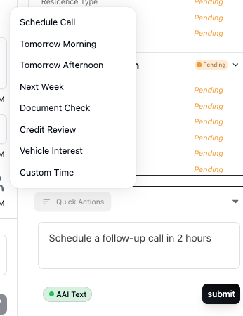 AI Assistant Set Task Options