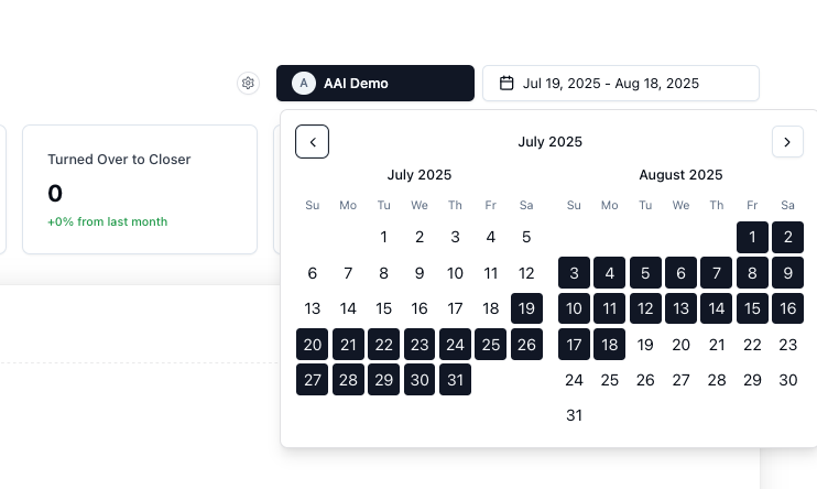 Dashboard Date Filter