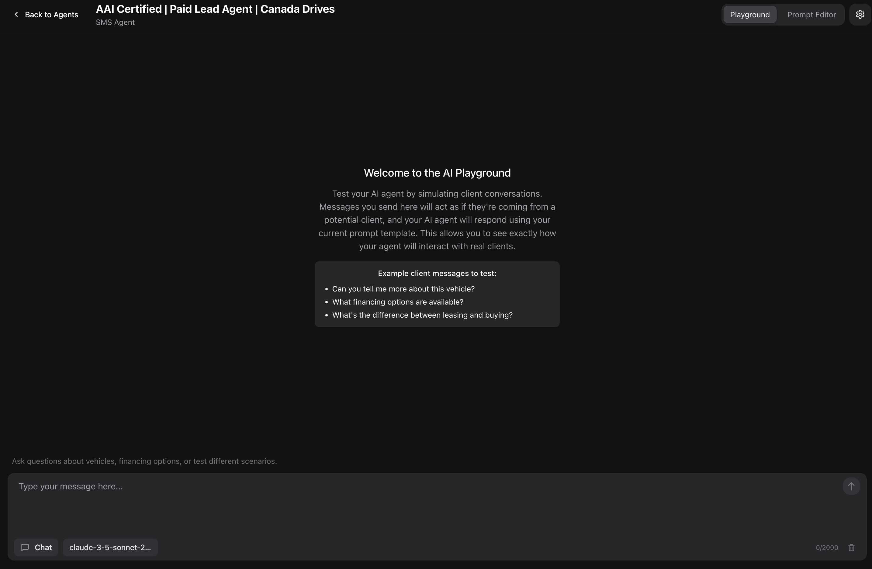 Agent Playground Interface